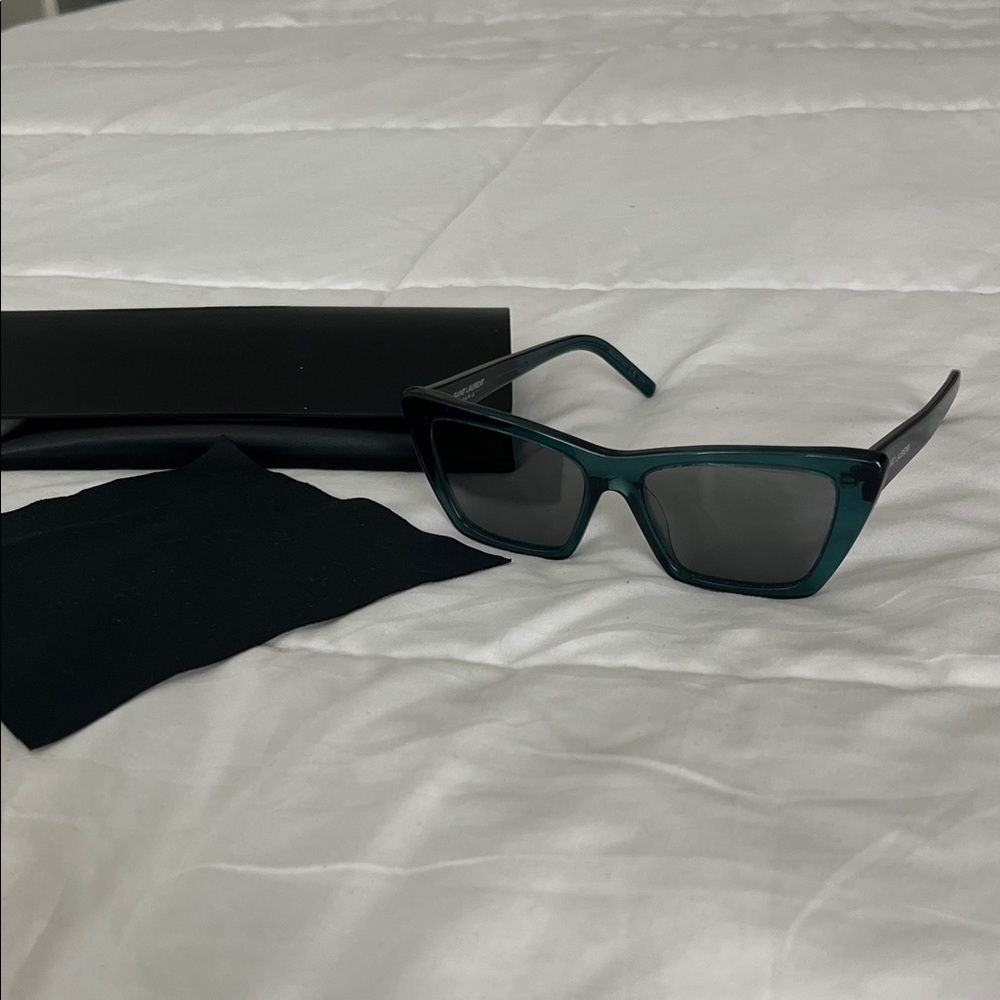 Saint Laurent Black and Teal Sunglasses